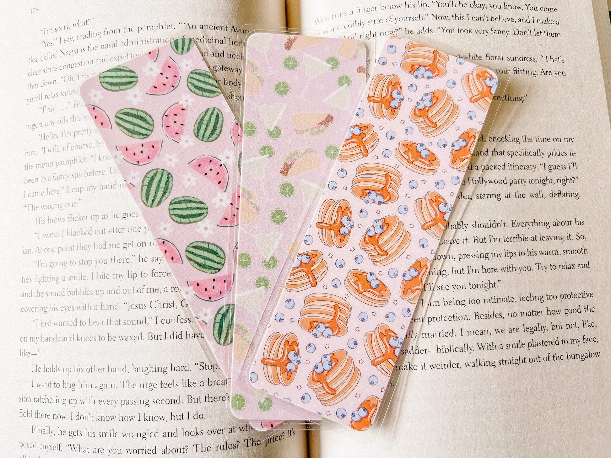 Summer Foodie Bookmark Collection | Book Lovers Bookmark | Laminated Bookmark | Bookworm Gift | Reader Librarian Gift | Food Bookmark