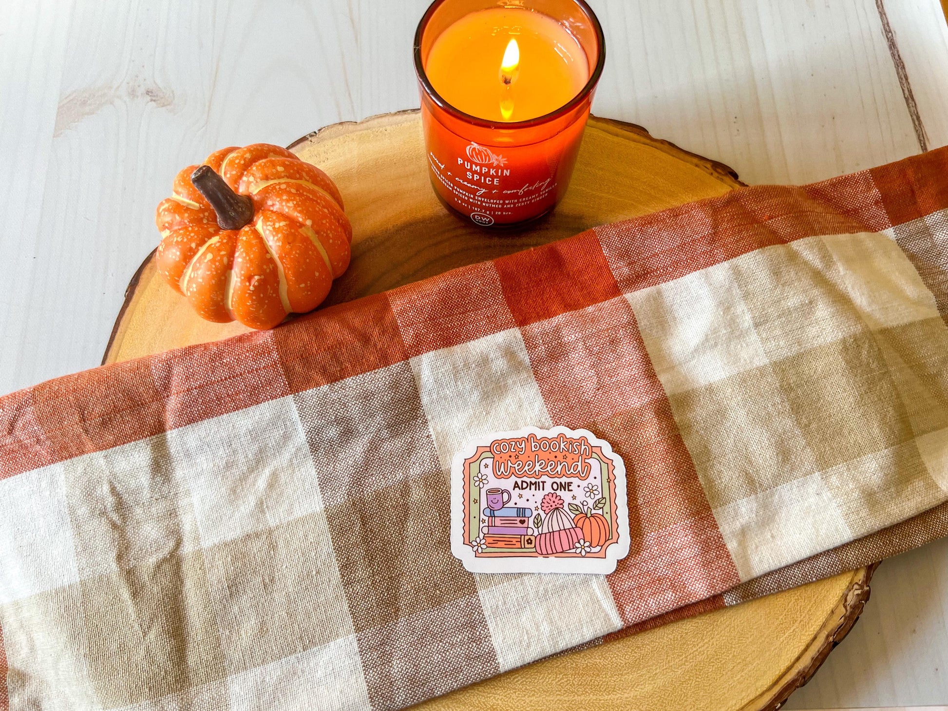Cozy Bookish Weekend Fall Vinyl Sticker