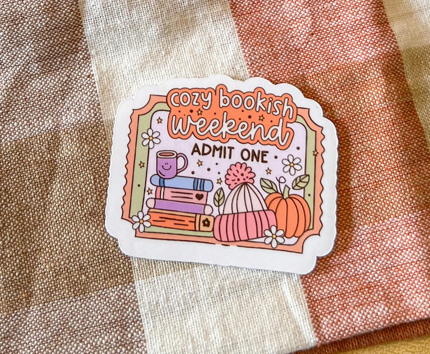 Cozy Bookish Weekend Fall Vinyl Sticker