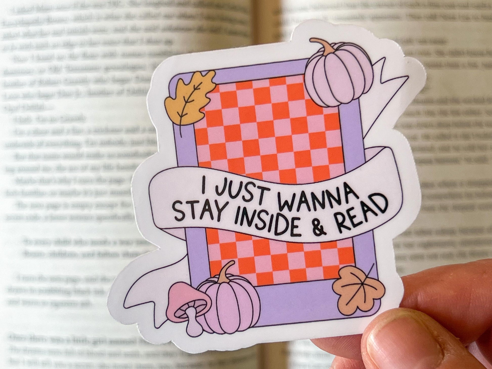 I Just Want to Stay Inside & Read Cozy Fall E-Reader Vinyl Sticker