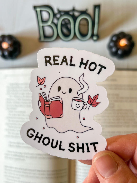 Hot Ghoul Reading Halloween Sticker