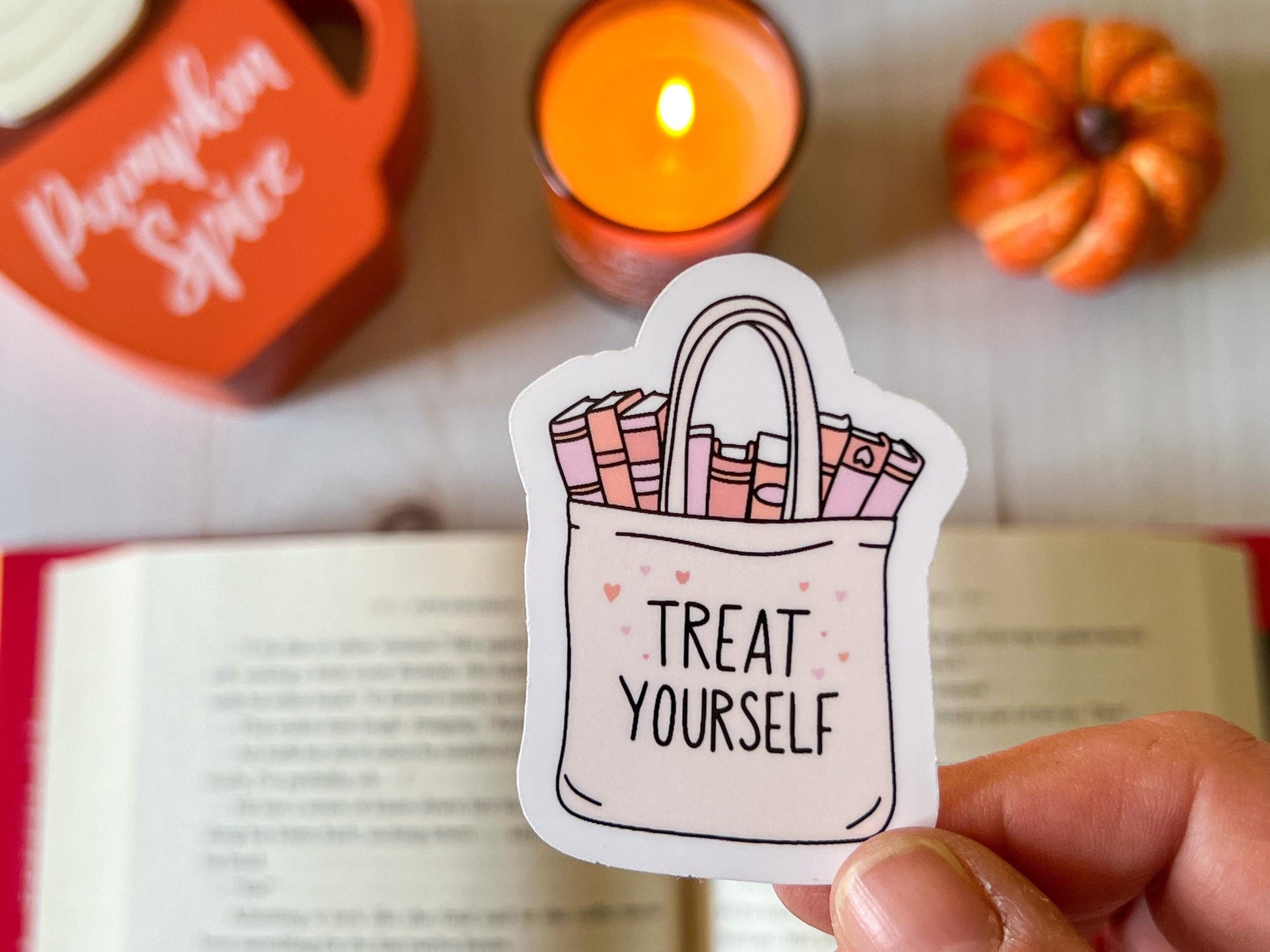 Treat Yourself Book Shopping Fall Vinyl Sticker