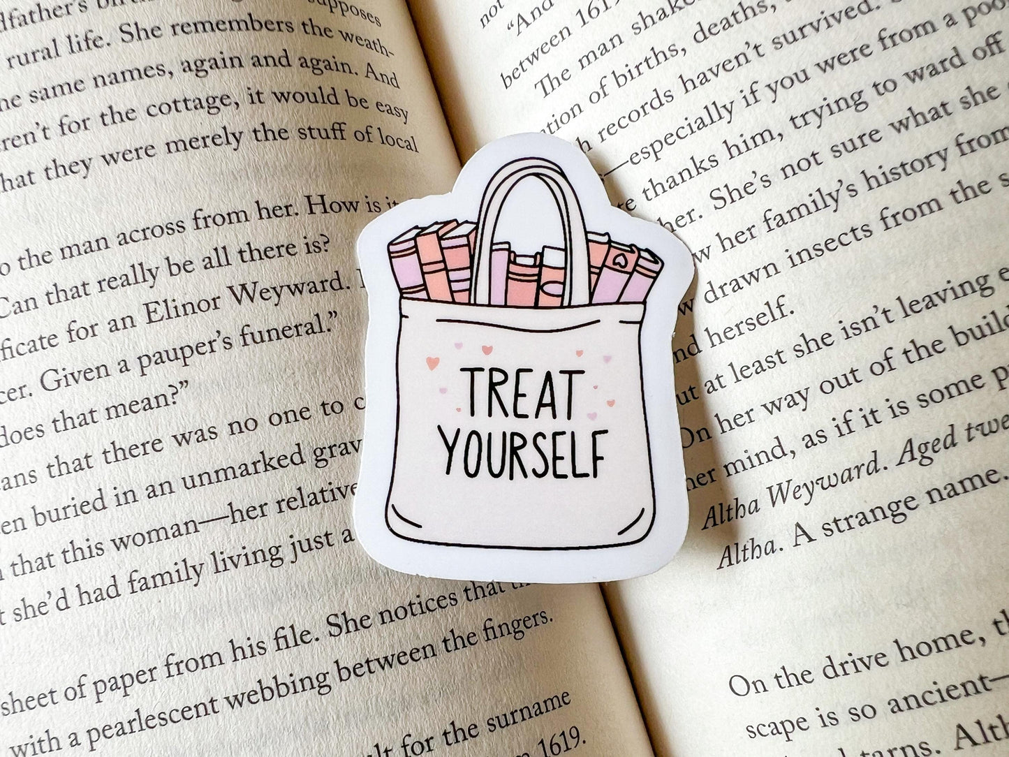 Treat Yourself Book Shopping Fall Vinyl Sticker