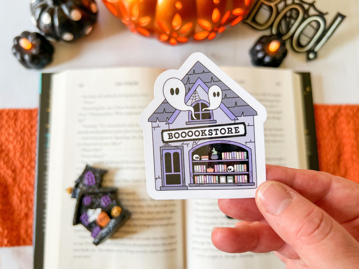 Haunted Bookstore Ghosts Halloween Books Sticker