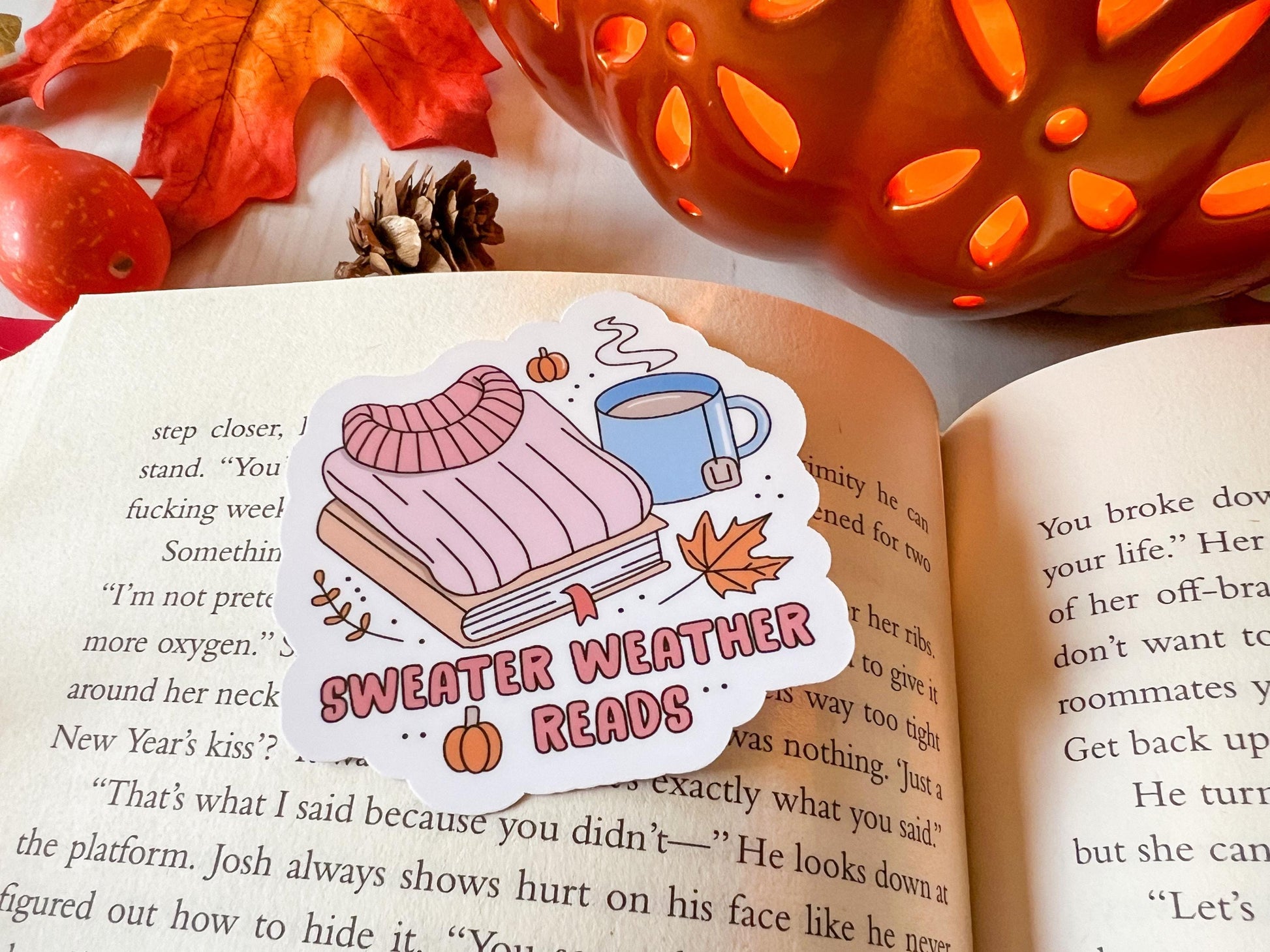 Sweater Weather Reads Fall Books Sticker