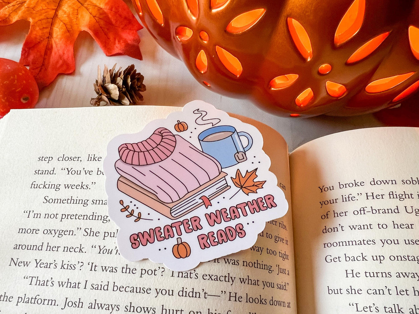 Sweater Weather Reads Fall Books Sticker