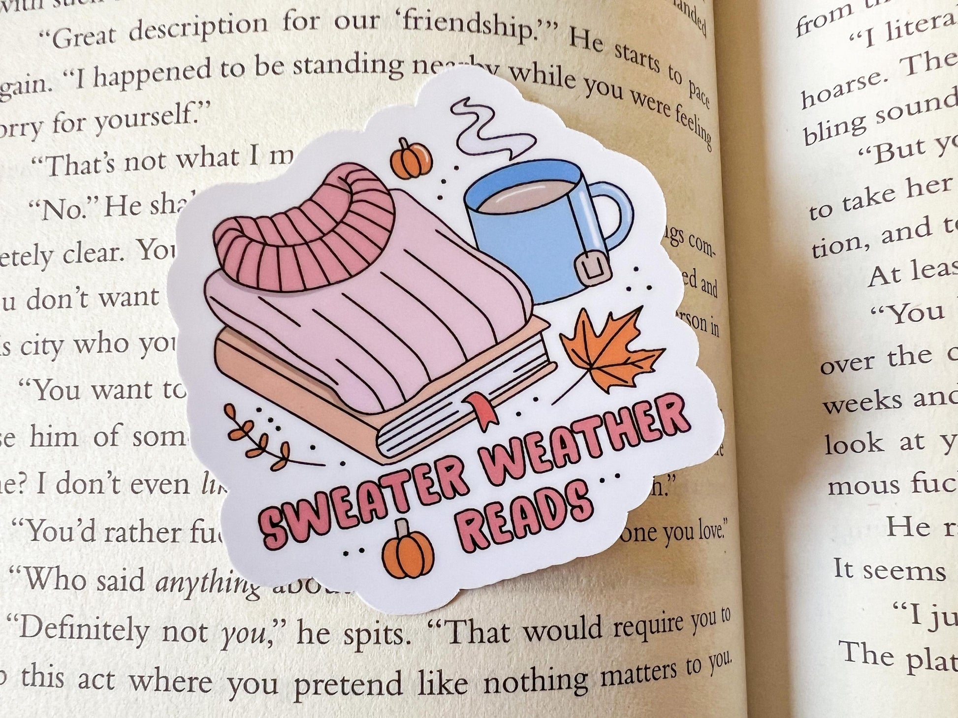 Sweater Weather Reads Fall Books Sticker