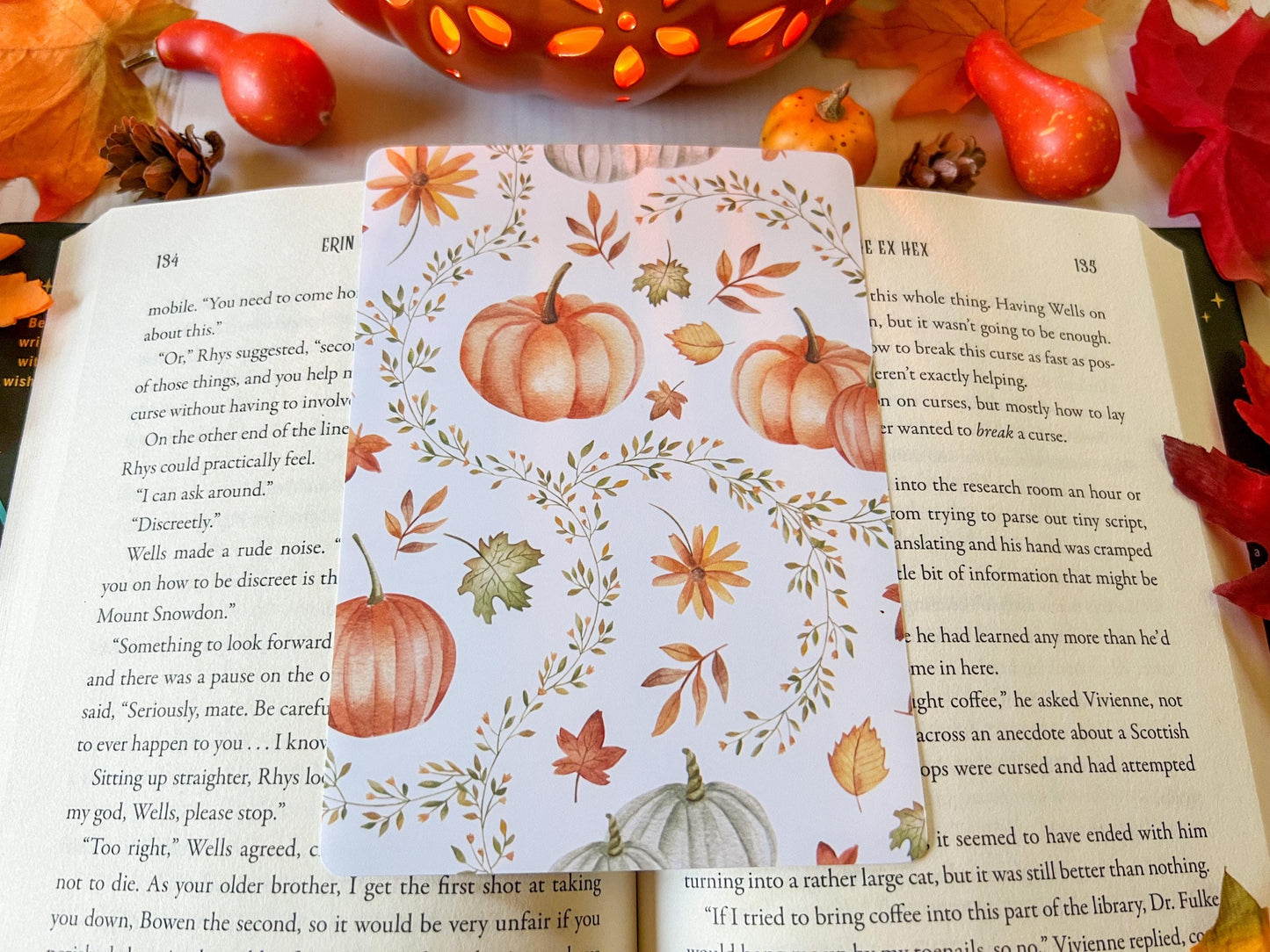 Fall Pumpkins & Leaves E-Reader Case Insert