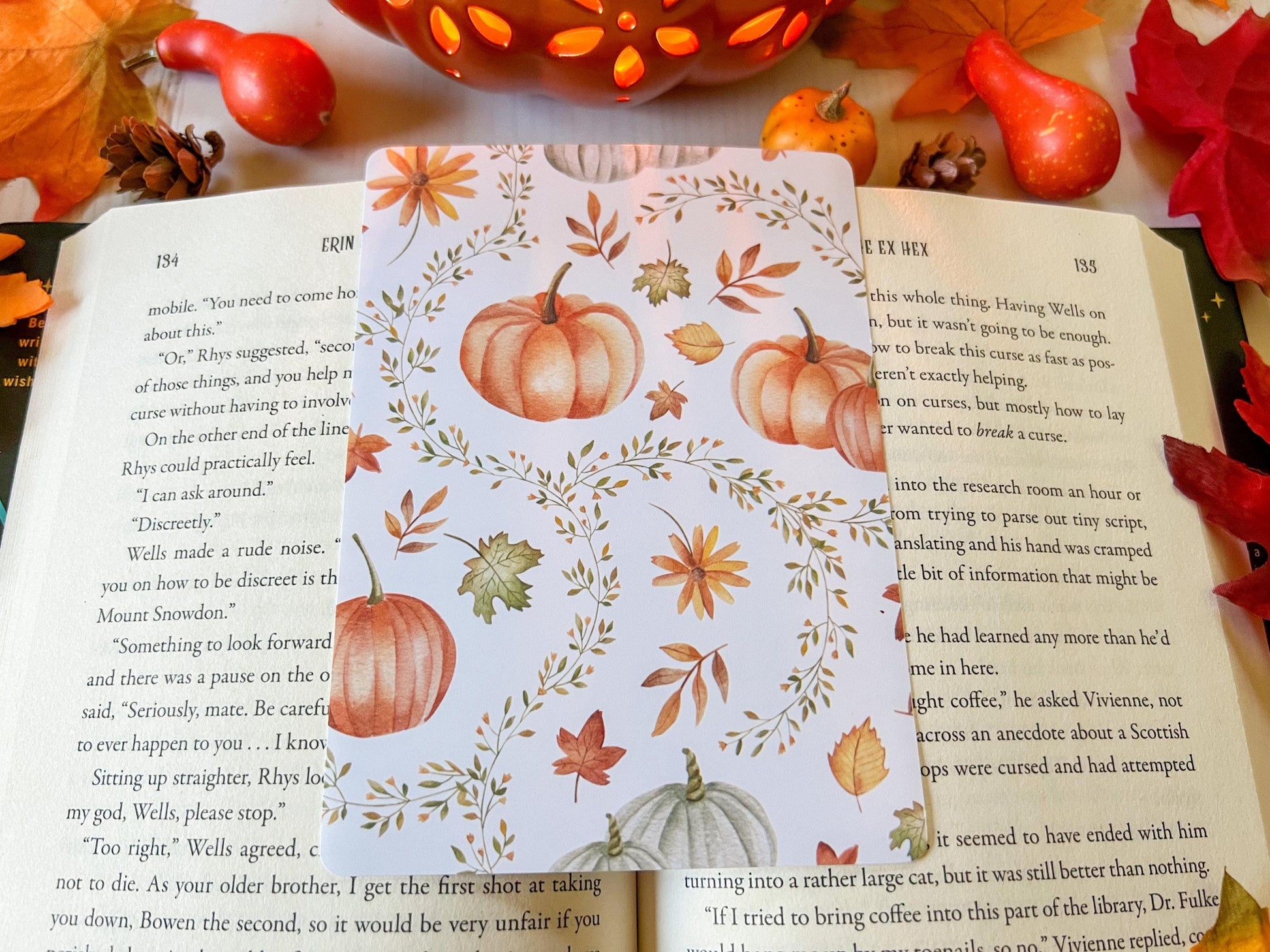 Fall Pumpkins & Leaves E-Reader Case Insert