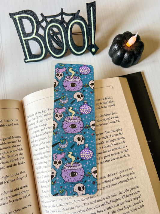 Cauldron and Skulls Witch Halloween Bookmark
