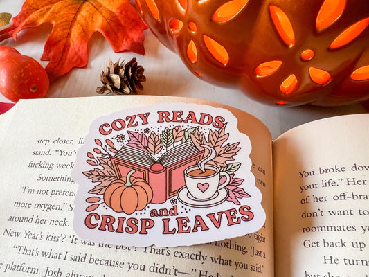 Cozy Reads and Crisp Leaves Autumn Books Fall Sticker