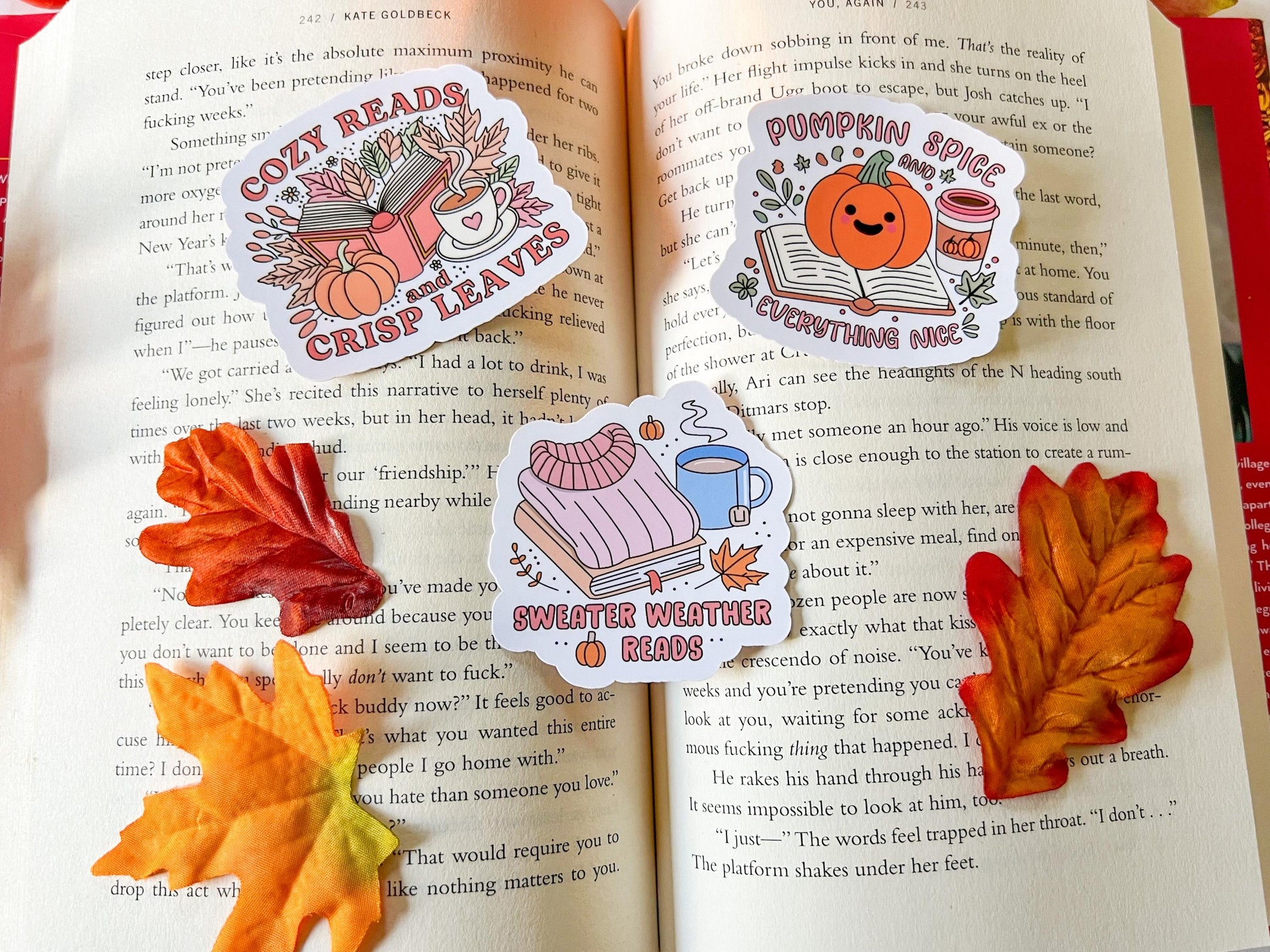 Cozy Reads and Crisp Leaves Autumn Books Fall Sticker