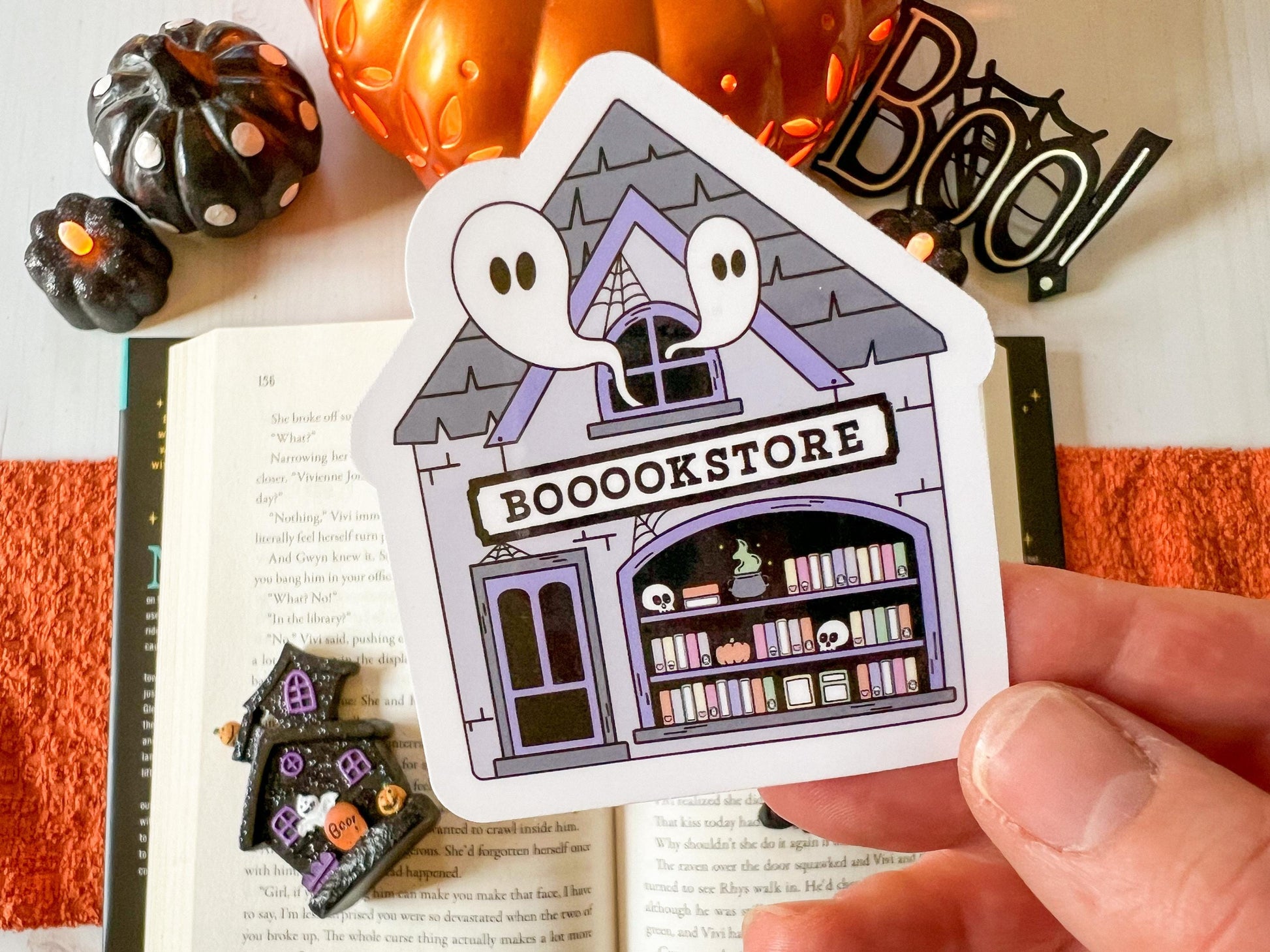 Haunted Bookstore Ghosts Halloween Books Sticker
