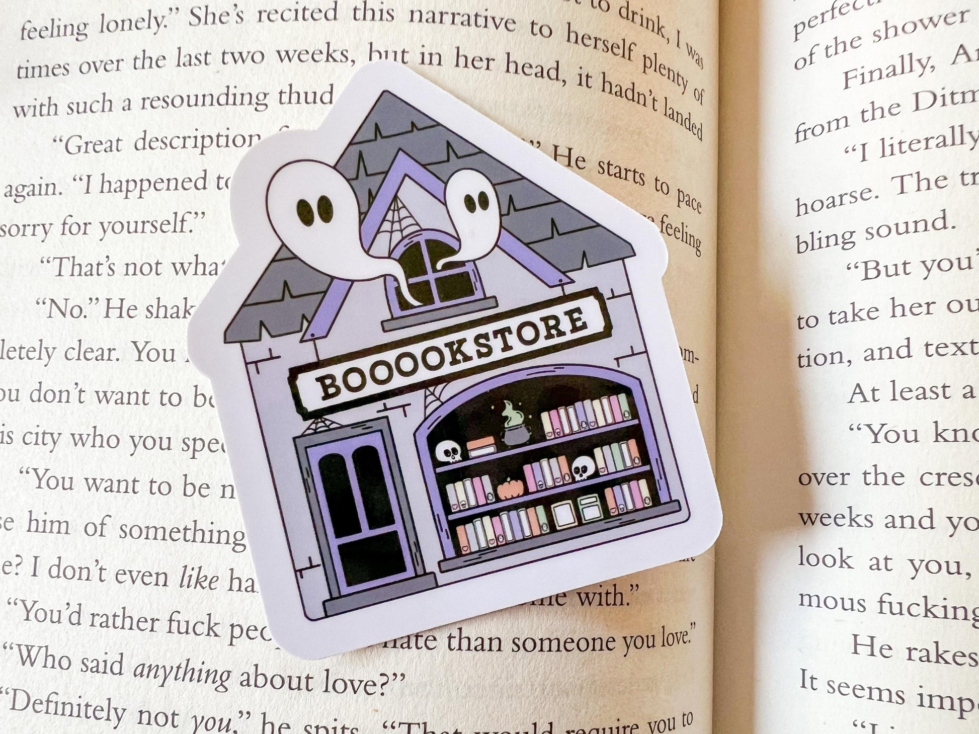 Haunted Bookstore Ghosts Halloween Books Sticker