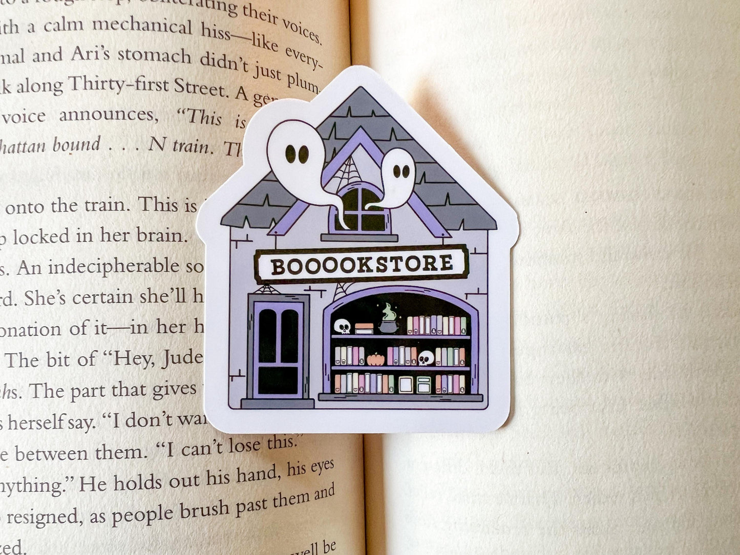 Haunted Bookstore Ghosts Halloween Books Sticker