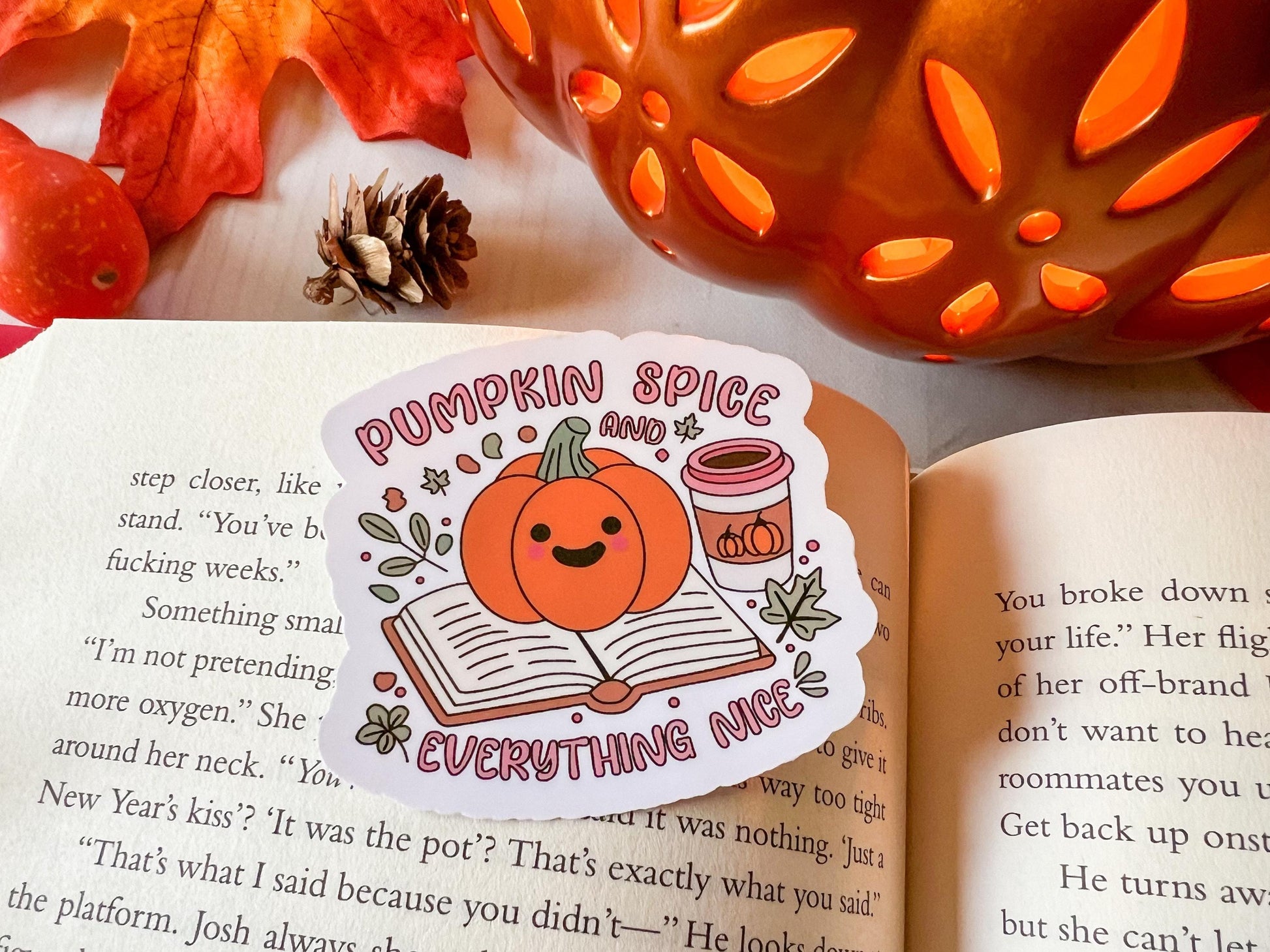 Pumpkin Spice and Books Fall Sticker