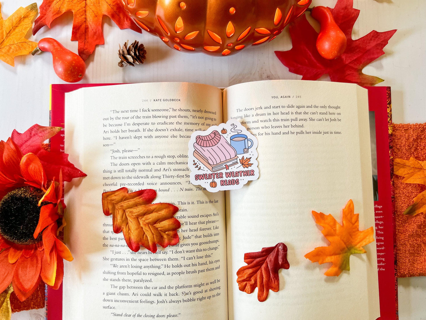Sweater Weather Reads Fall Books Sticker