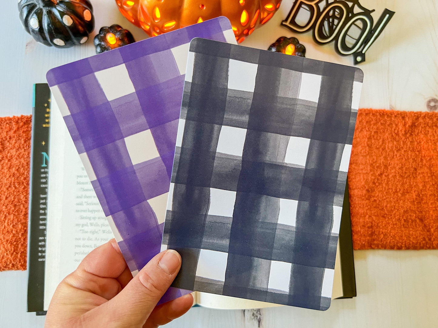 E-Reader Case Insert Black and Purple Halloween Gingham Plaid