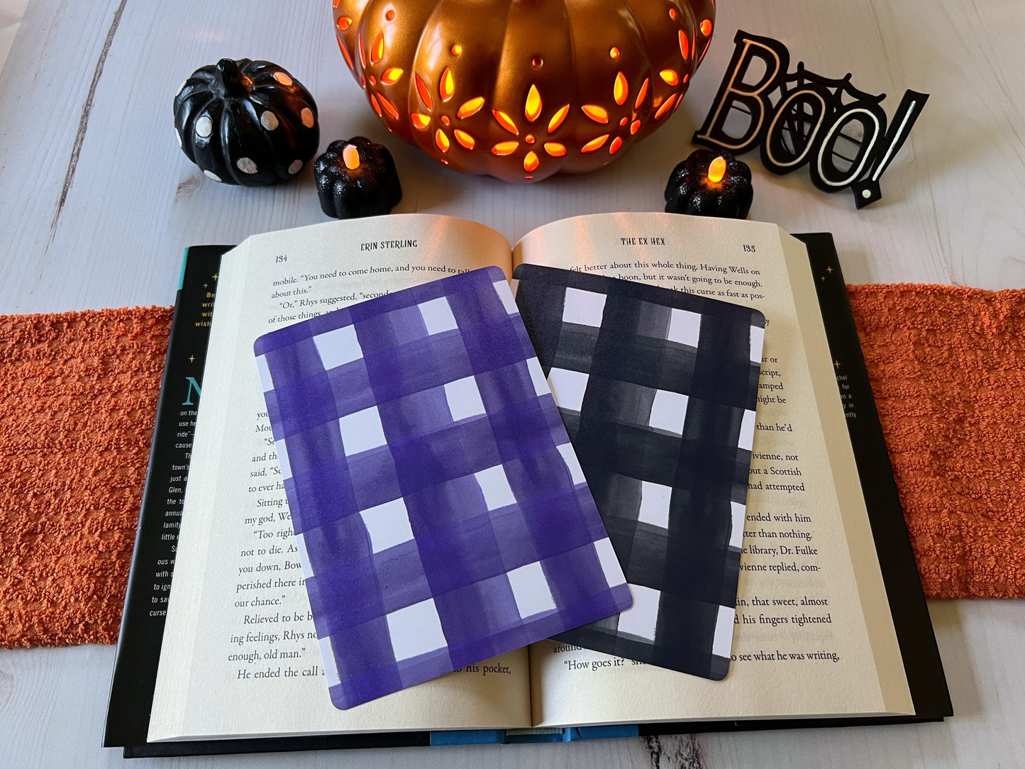 E-Reader Case Insert Black and Purple Halloween Gingham Plaid