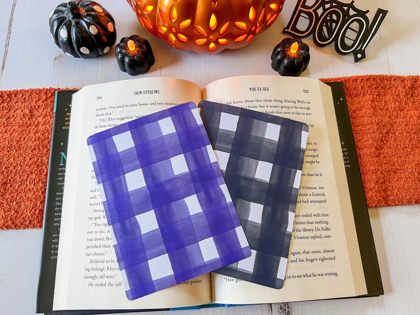 E-Reader Case Insert Black and Purple Halloween Gingham Plaid