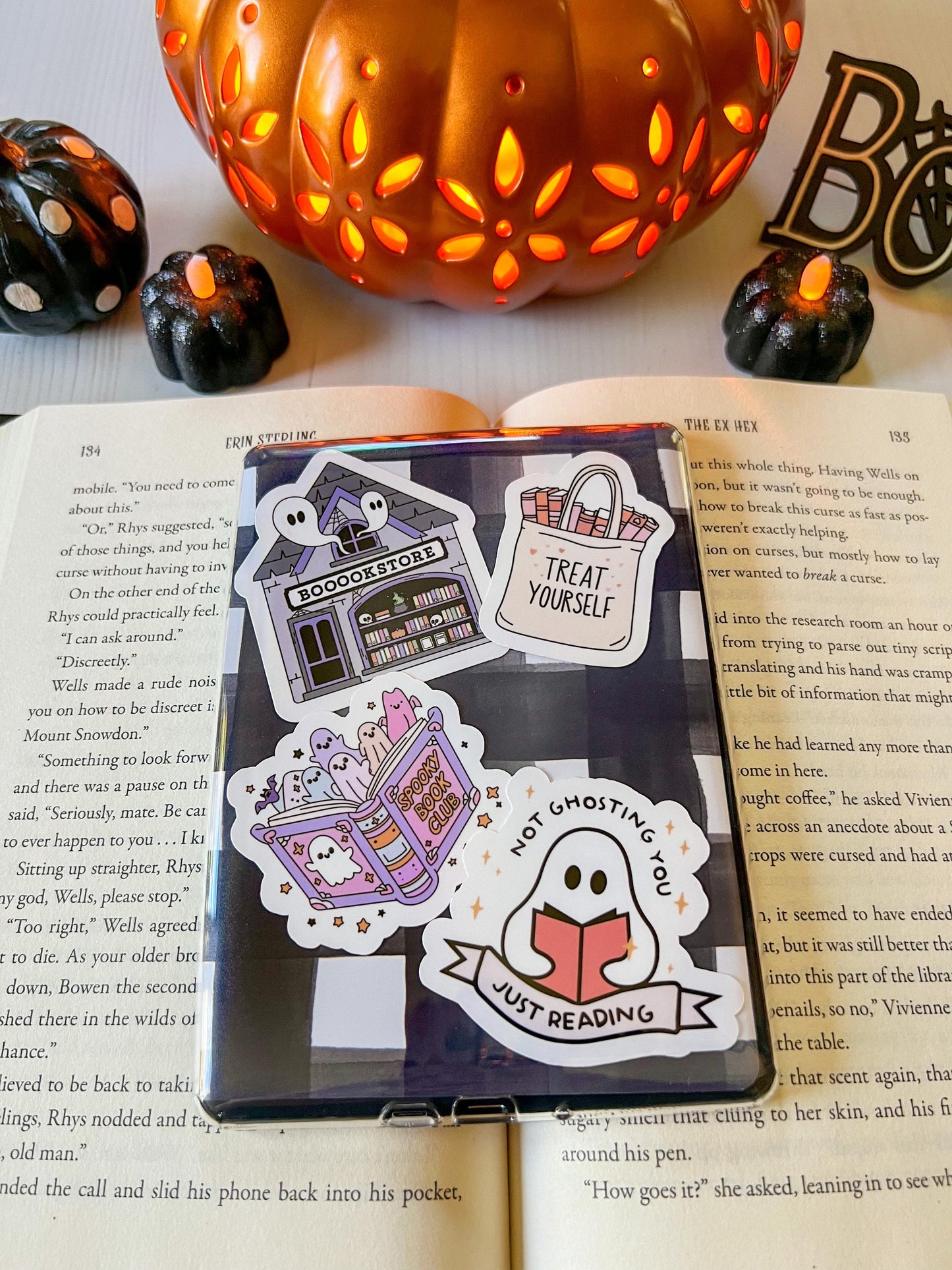 E-Reader Case Insert Black and Purple Halloween Gingham Plaid