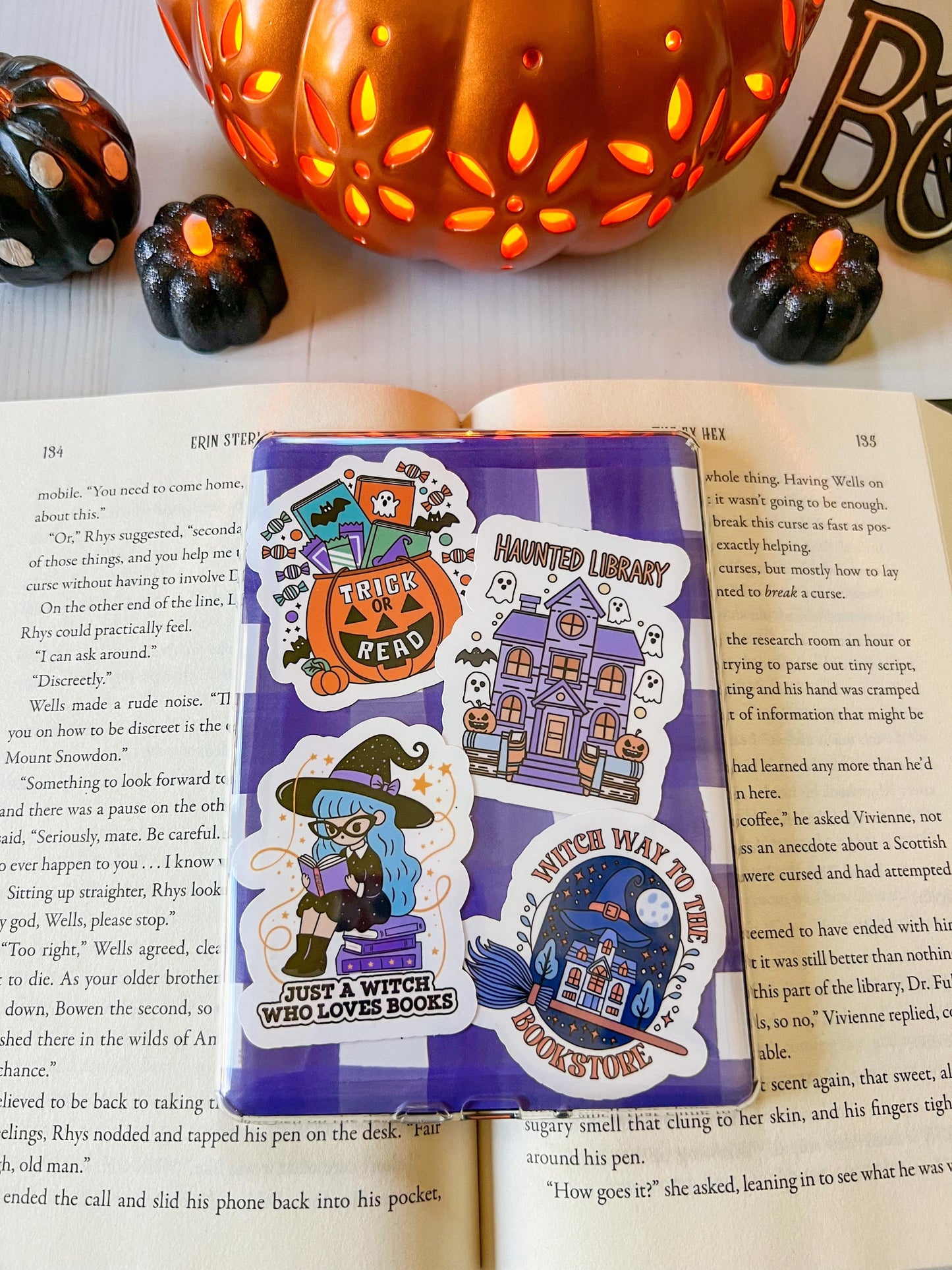 E-Reader Case Insert Black and Purple Halloween Gingham Plaid