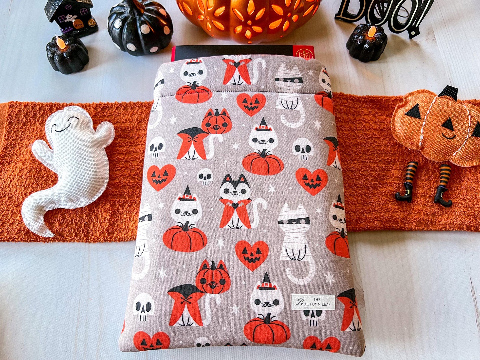 Spooky Cats with Pumpkins Halloween Book Cozy