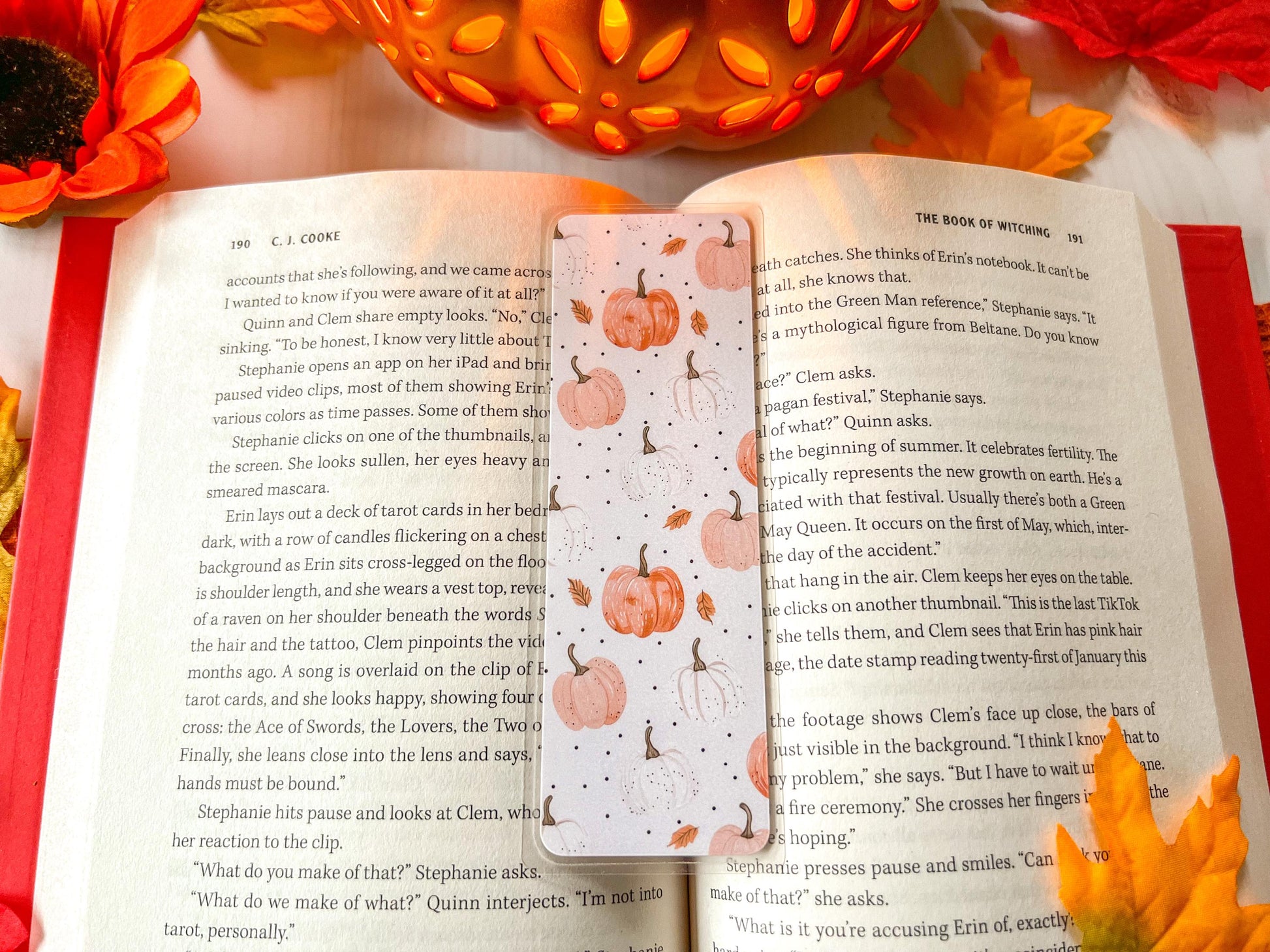 White & Orange Pumpkins Fall Bookmark | Autumn Bookmark | Bookworm Gift | Gift for Reader
