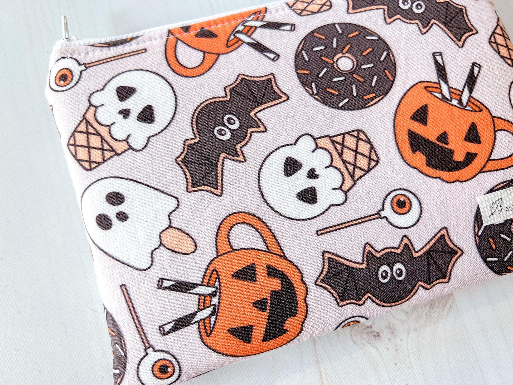 Halloween Treats Ghosts, Bats, and Pumpkins Zippered E-Reader Pouch Case
