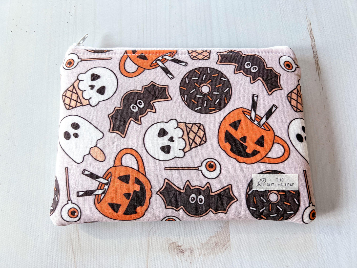 Halloween Treats Ghosts, Bats, and Pumpkins Zippered E-Reader Pouch Case