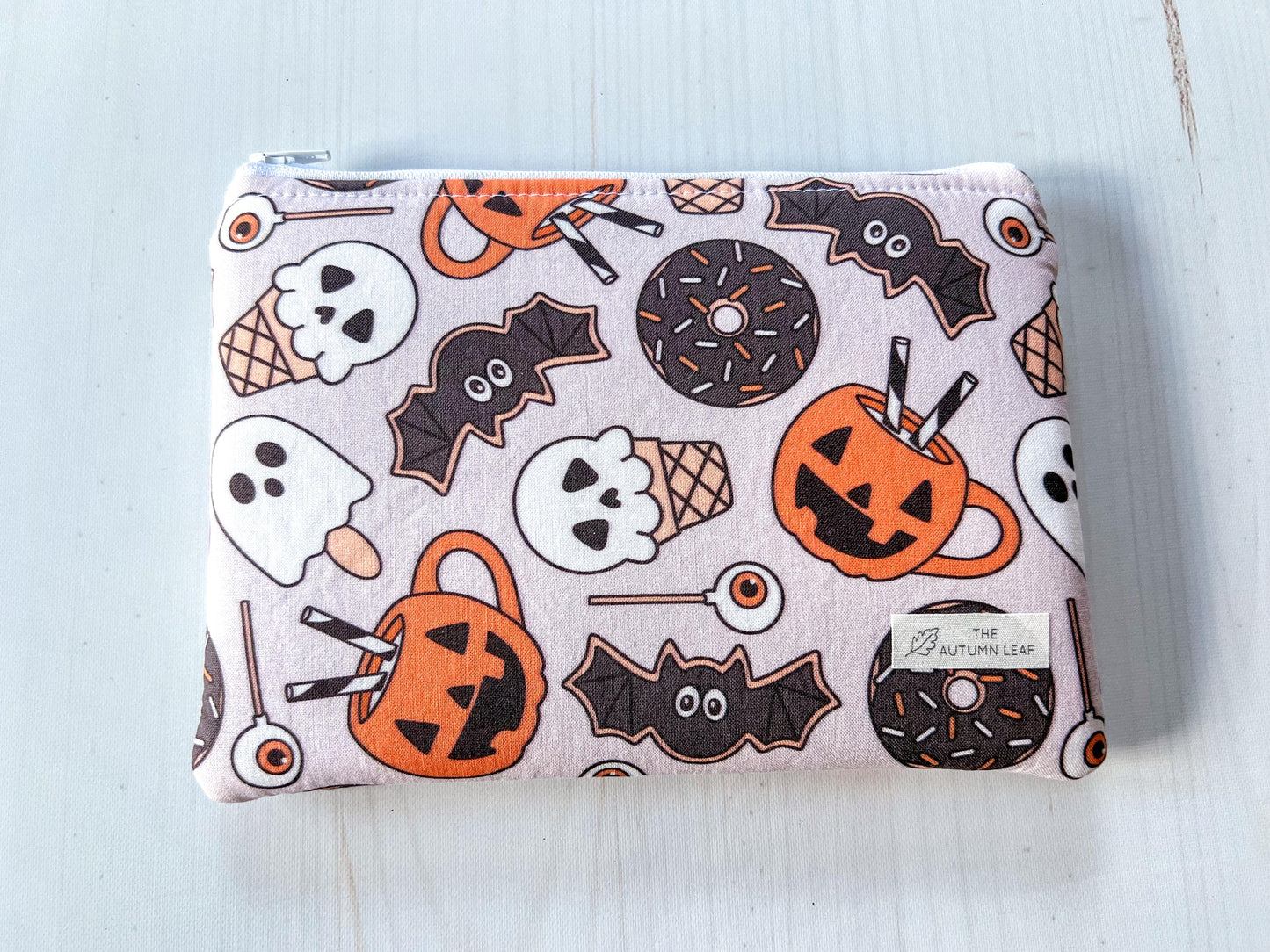 Halloween Treats Ghosts, Bats, and Pumpkins Zippered E-Reader Pouch Case