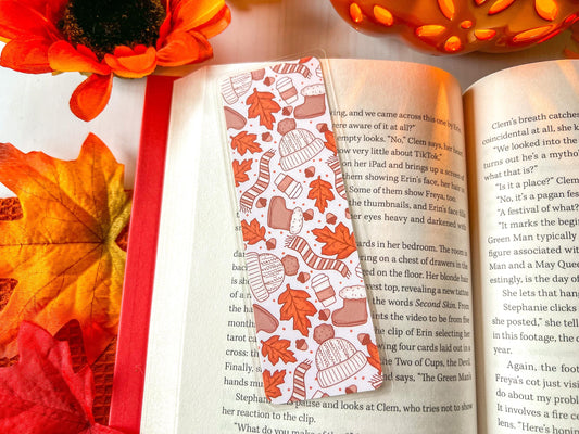 Cozy Autumn Fall Leaves Bookmark | Autumn Bookmark | Bookworm Gift | Gift for Reader