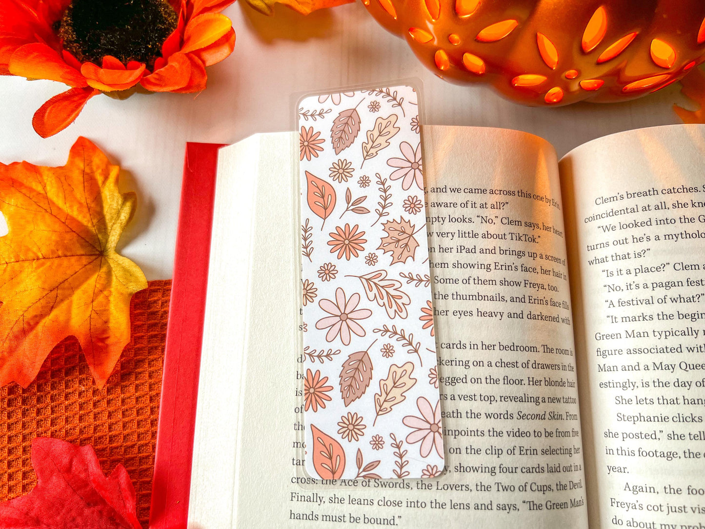 Autumn Floral Leaves Bookmark | Autumn Bookmark | Bookworm Gift | Gift for Reader