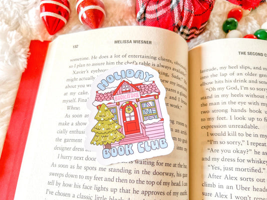 Holiday Book Club Bookstore Christmas Vinyl Sticker