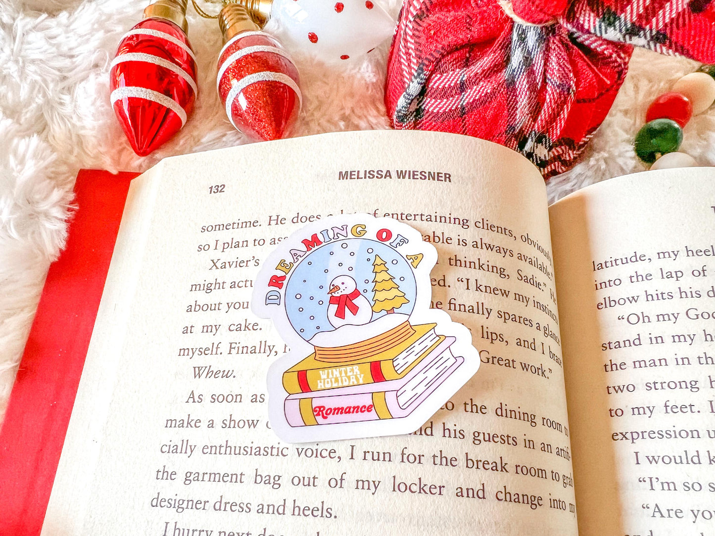 Dreaming of a Winter Holiday Romance Christmas Snow Globe Vinyl Sticker