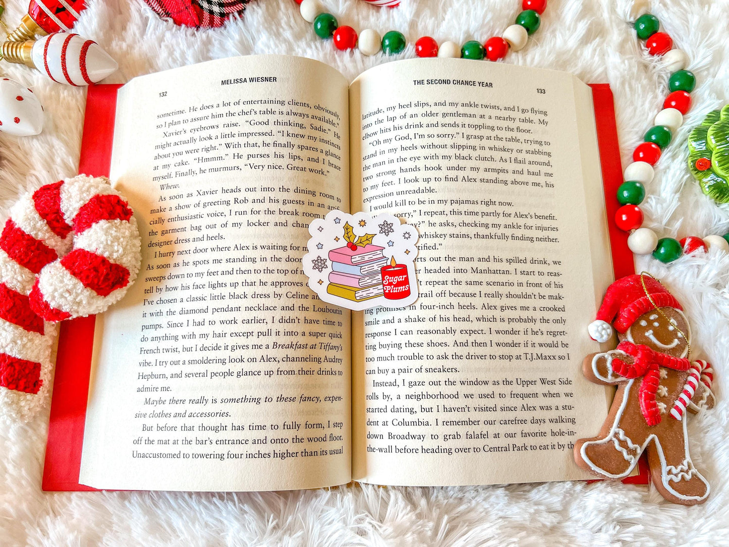 Christmas Book Stack & Candle Vinyl Sticker