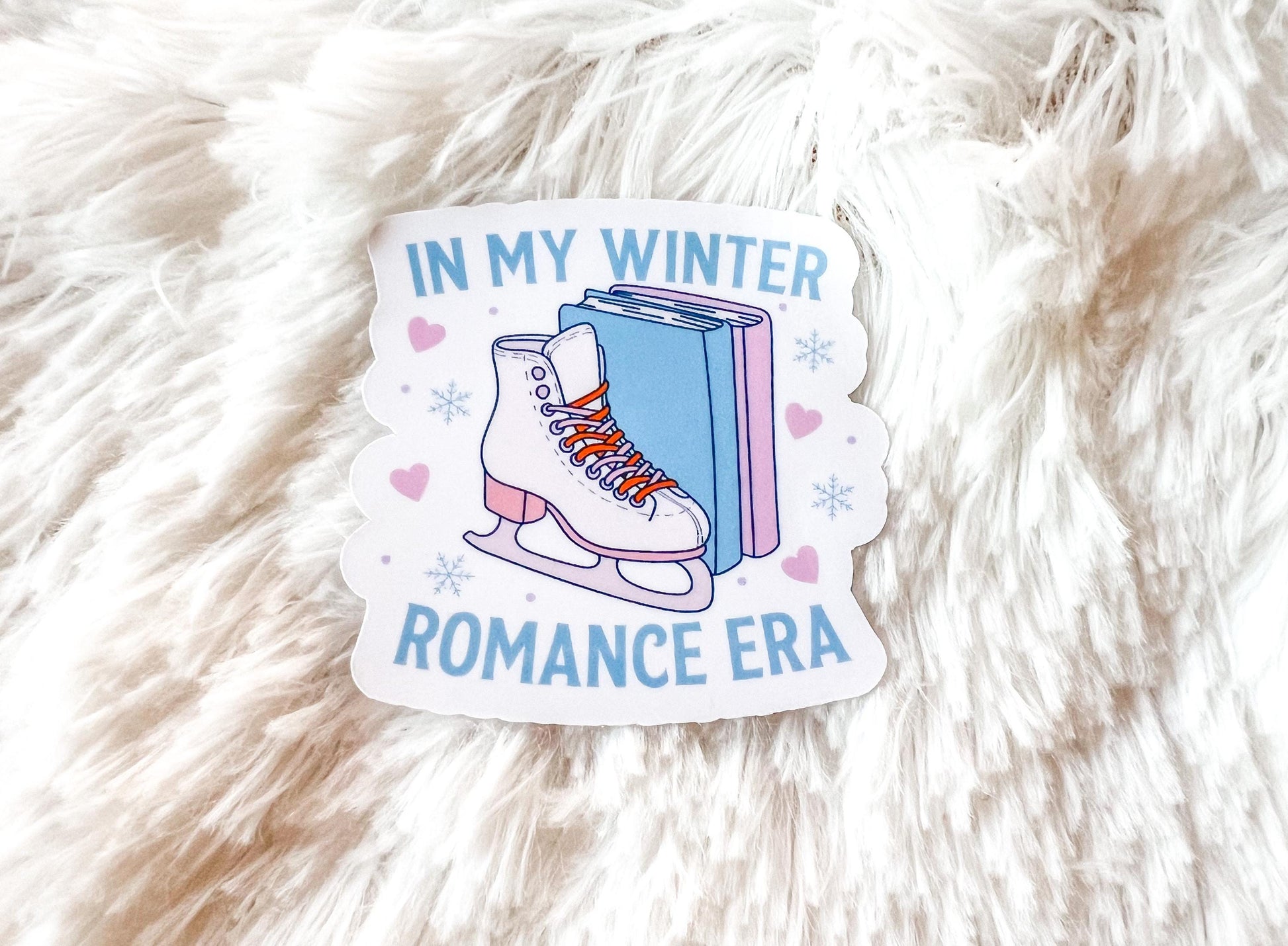 Winter Romance Era Ice Skates & Books Vinyl Christmas Sticker