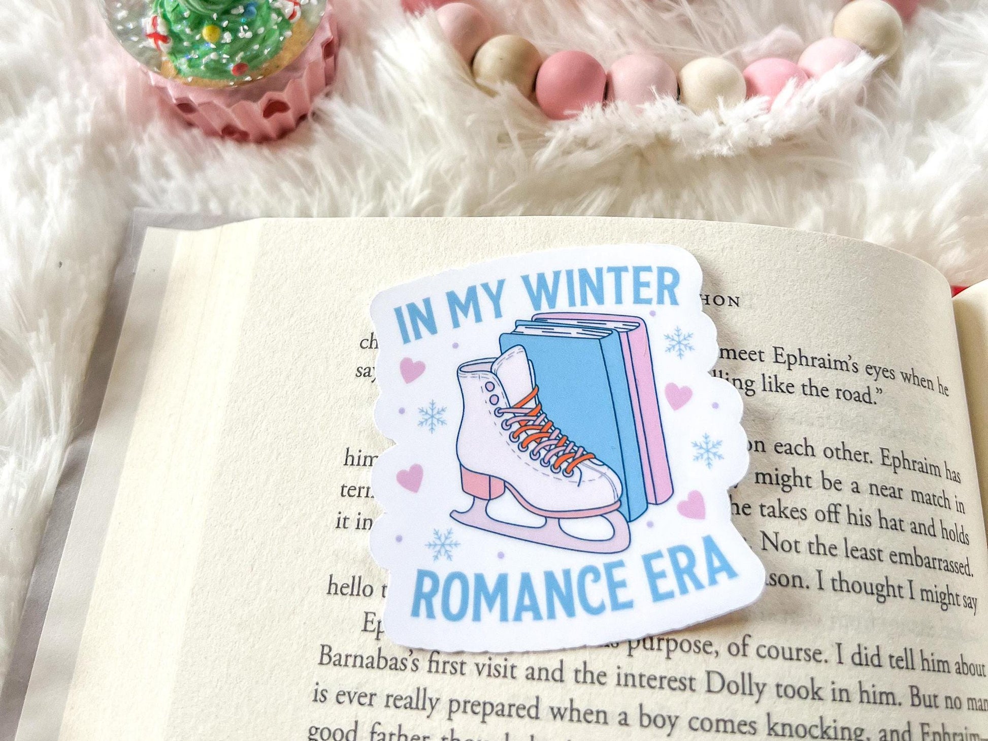 Winter Romance Era Ice Skates & Books Vinyl Christmas Sticker