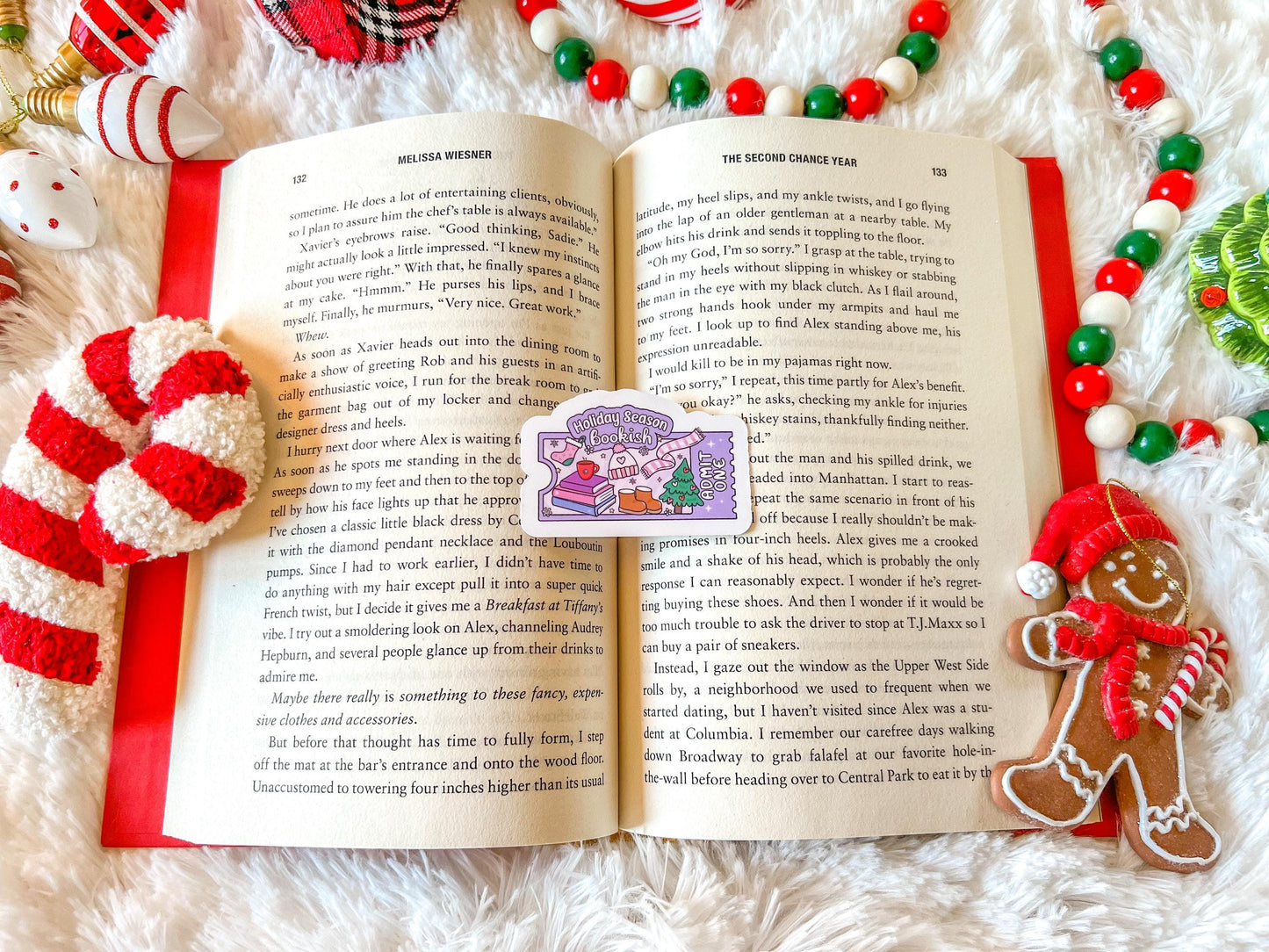Bookish Holiday Season Christmas Vinyl Sticker