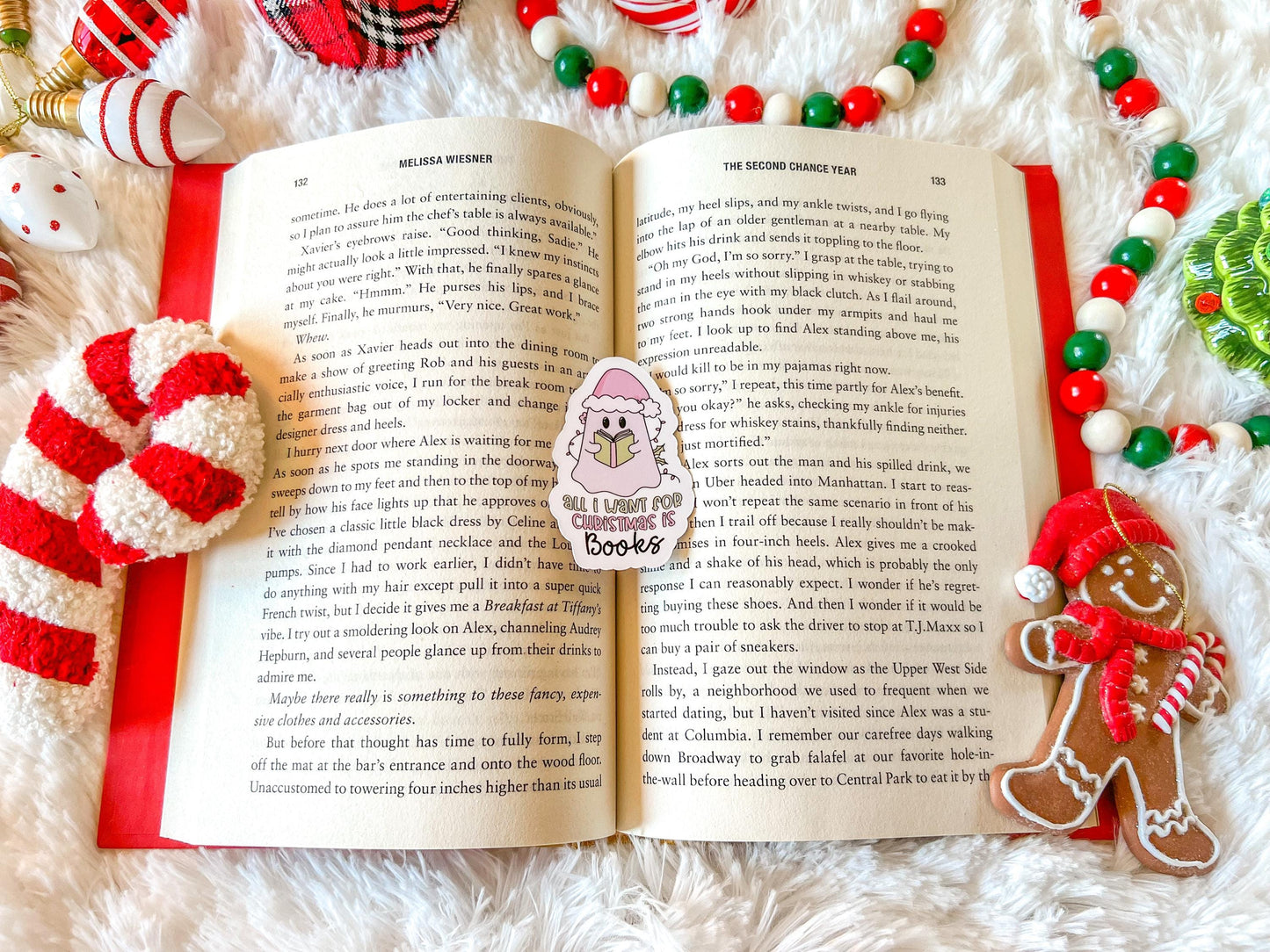 Christmas Ghost Reading Bookish Vinyl Sticker