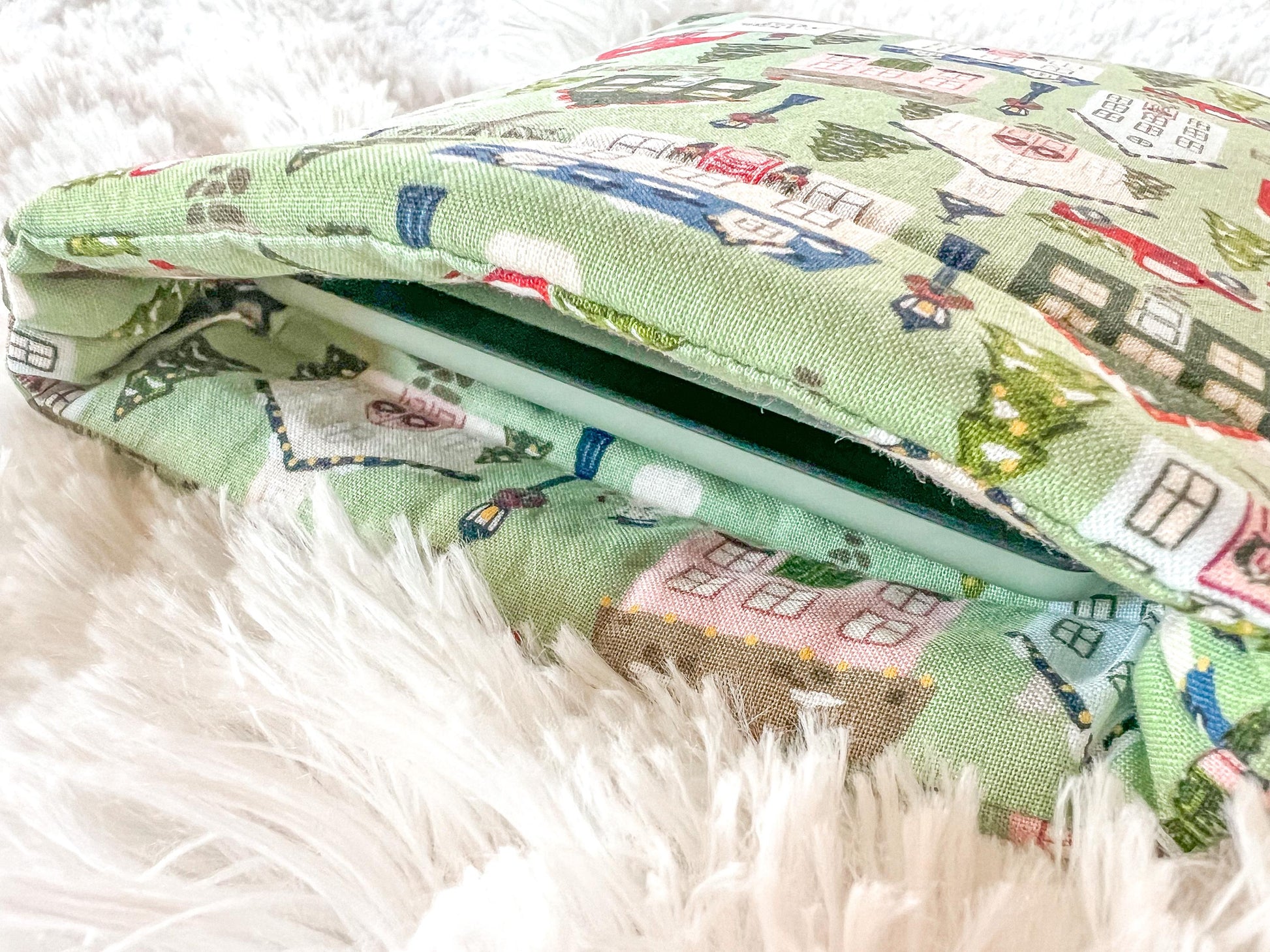 New England Christmas Village Book Cozy | Christmas Book Cover | Christmas Book Protector | Snowman Book Cover | Cozy Book Cover
