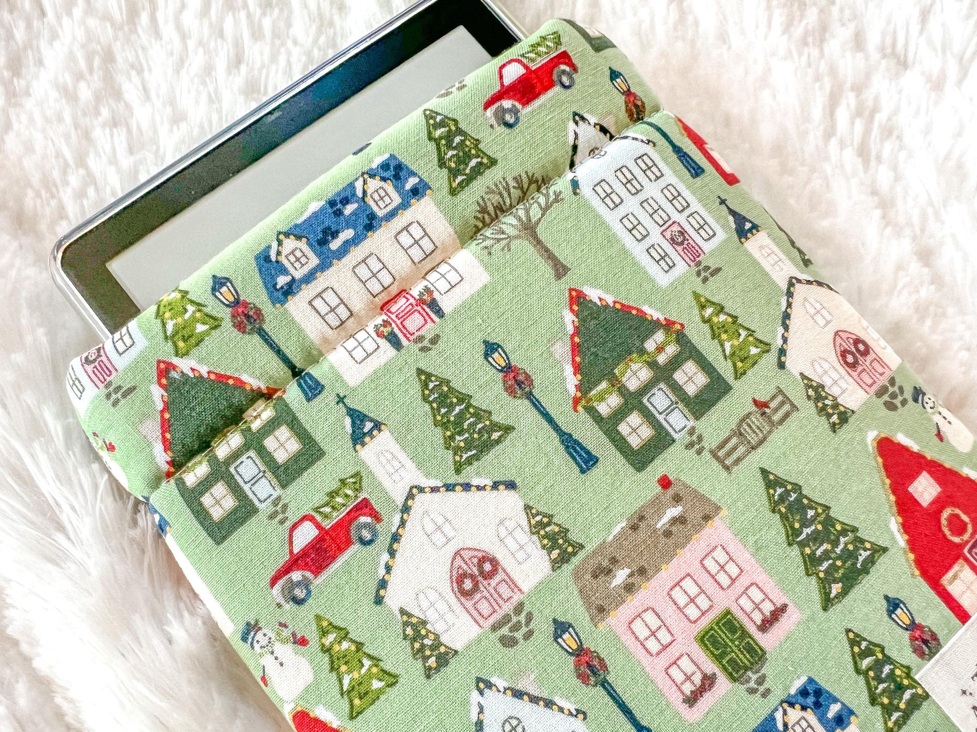 New England Christmas Village Book Cozy | Christmas Book Cover | Christmas Book Protector | Snowman Book Cover | Cozy Book Cover