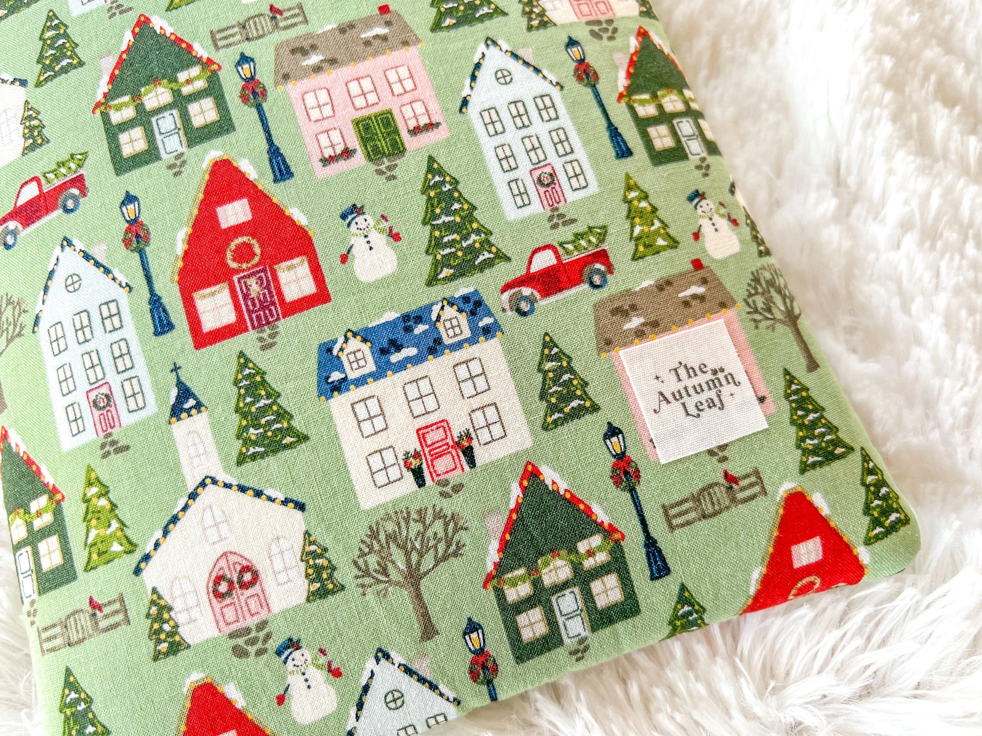 New England Christmas Village Book Cozy | Christmas Book Cover | Christmas Book Protector | Snowman Book Cover | Cozy Book Cover