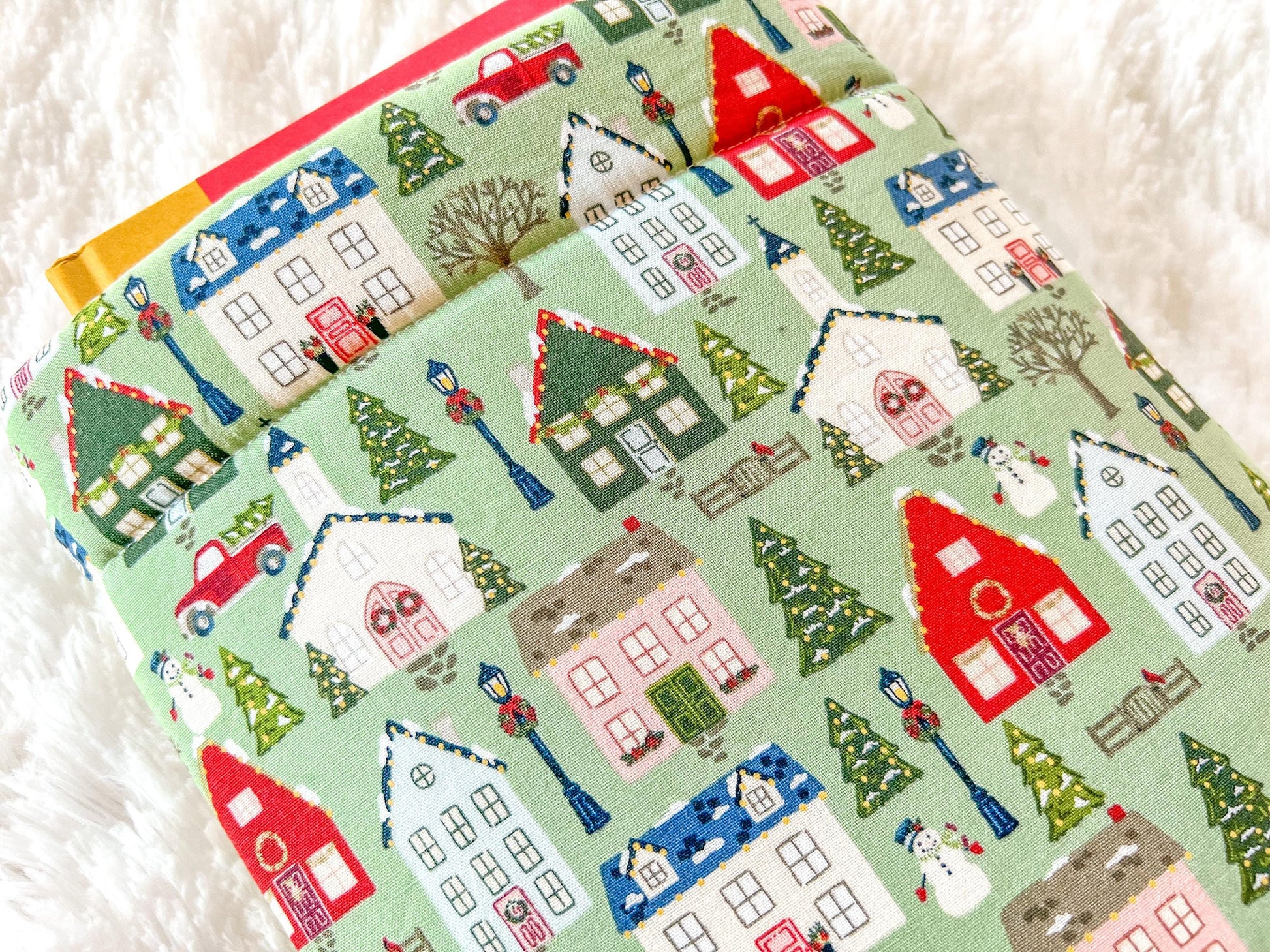 New England Christmas Village Book Cozy | Christmas Book Cover | Christmas Book Protector | Snowman Book Cover | Cozy Book Cover