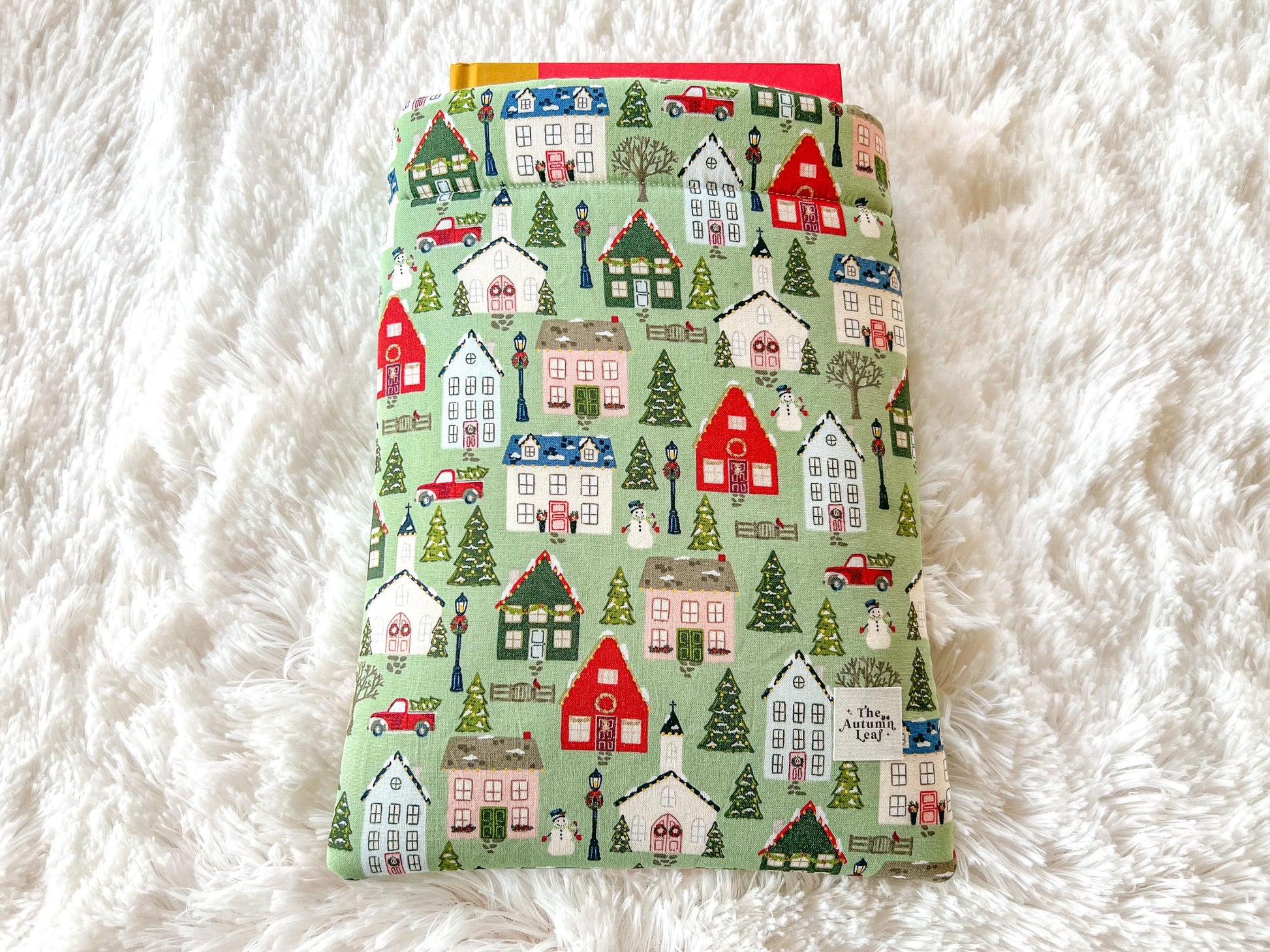 New England Christmas Village Book Cozy | Christmas Book Cover | Christmas Book Protector | Snowman Book Cover | Cozy Book Cover