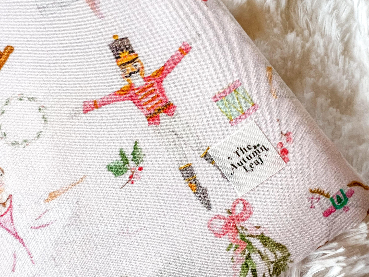 Pink Nutcracker Book Cozy | Christmas Book Cover | Christmas Book Protector | Snowman Book Cover | Cozy Book Cover