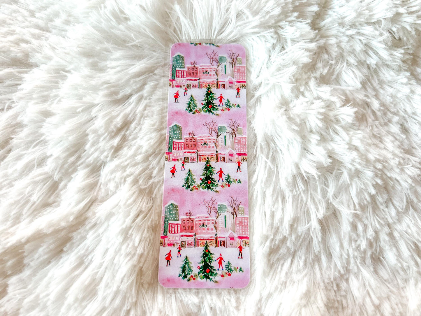 Christmas Ice Skating in the City Bookmark | Christmas Bookmark | Winter Bookmark | Gift for Reader | Christmas Lights Bookmark