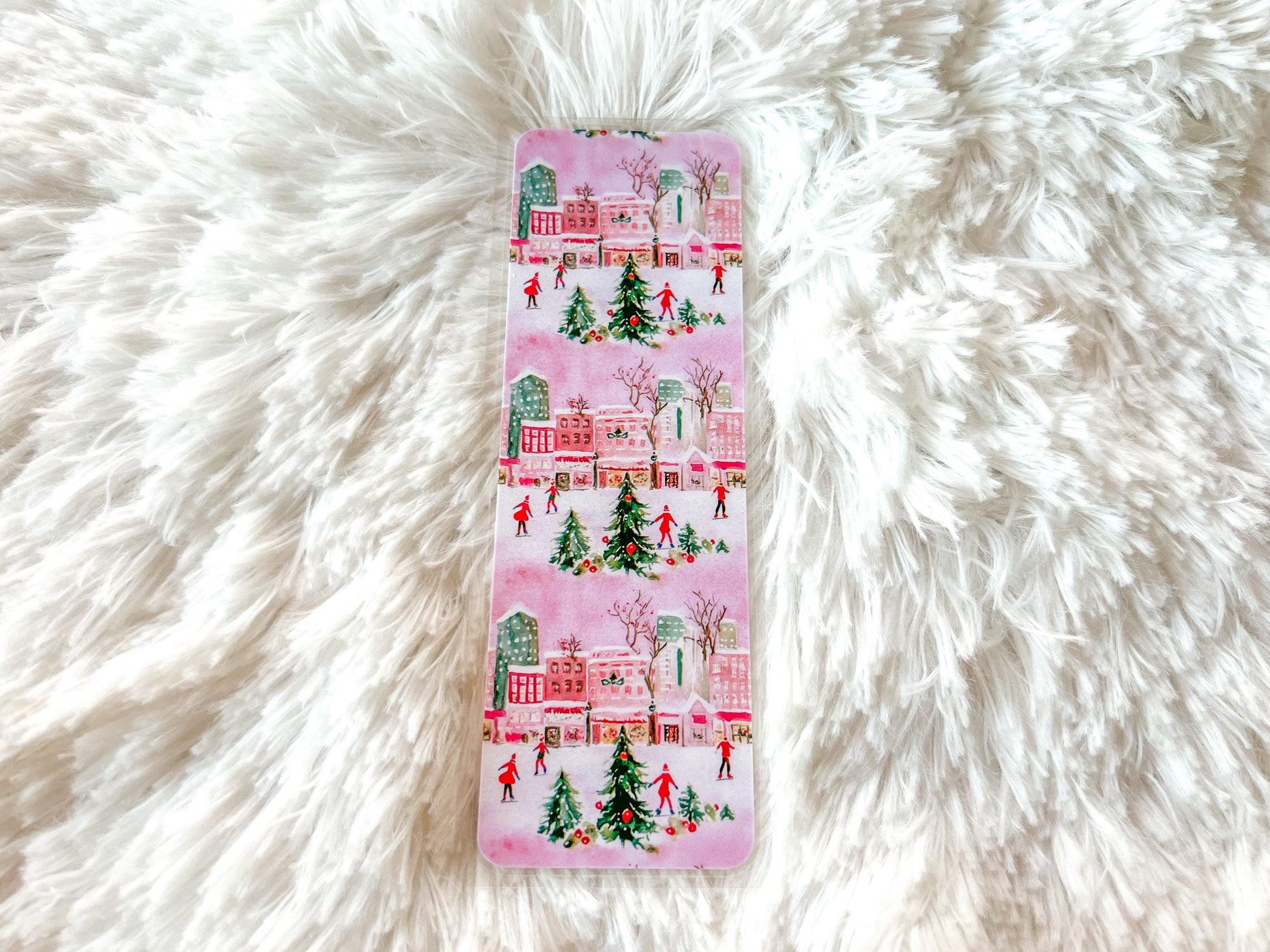 Christmas Ice Skating in the City Bookmark | Christmas Bookmark | Winter Bookmark | Gift for Reader | Christmas Lights Bookmark