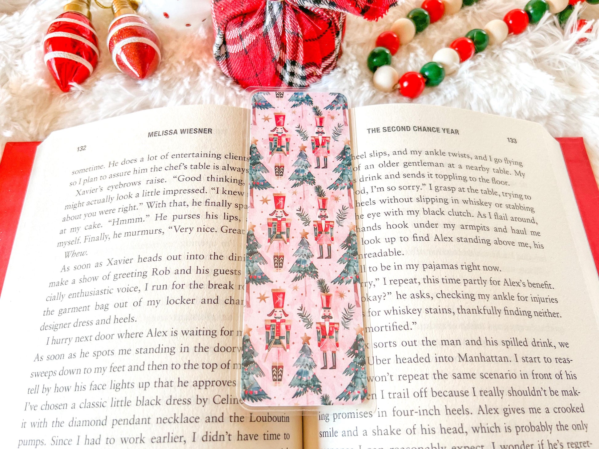 Pink Nutcracker Christmas Bookmark | Christmas Bookmark | Winter Bookmark | Gift for Reader | Christmas Lights Bookmark