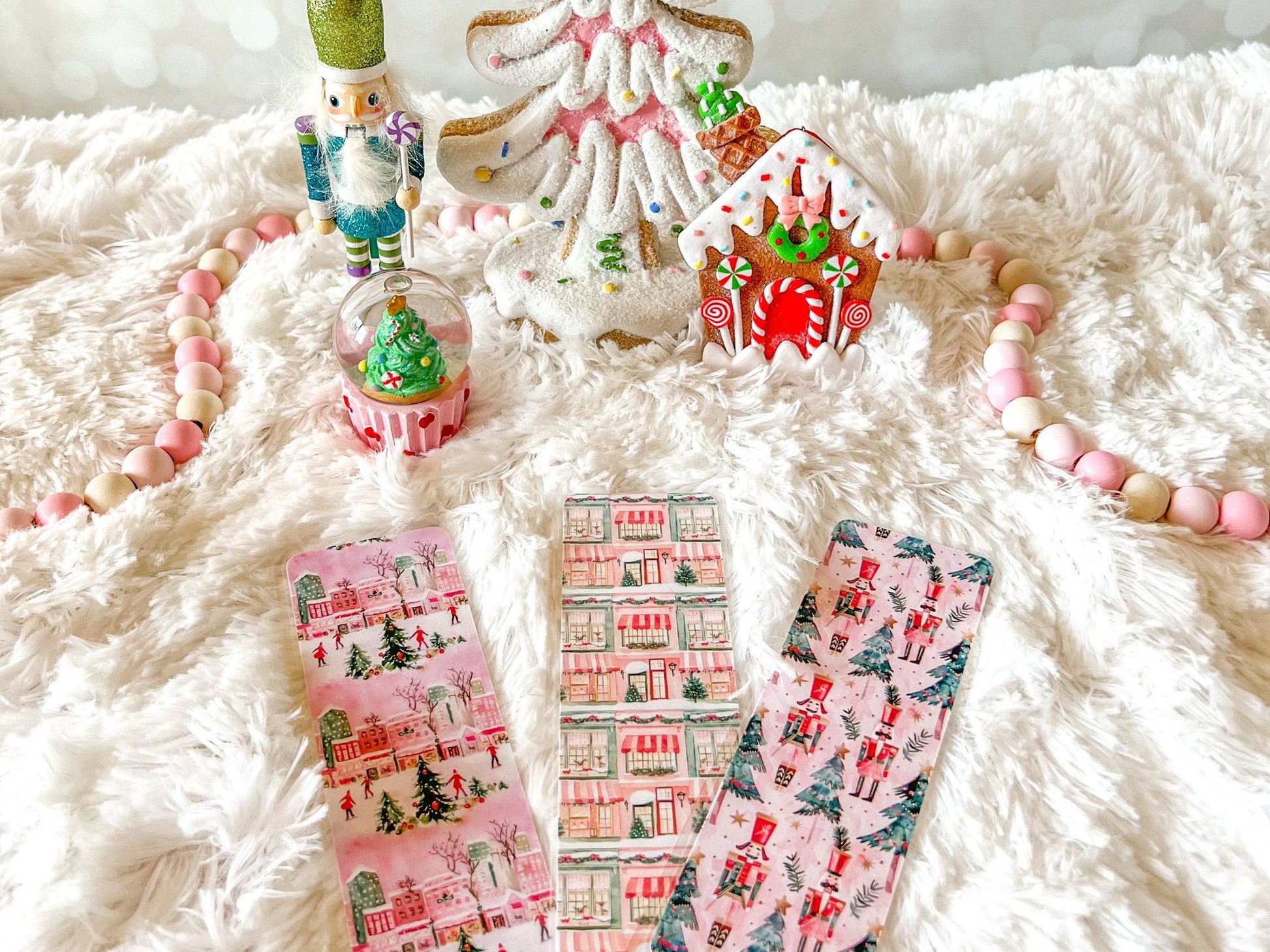 Pink Nutcracker Christmas Bookmark | Christmas Bookmark | Winter Bookmark | Gift for Reader | Christmas Lights Bookmark